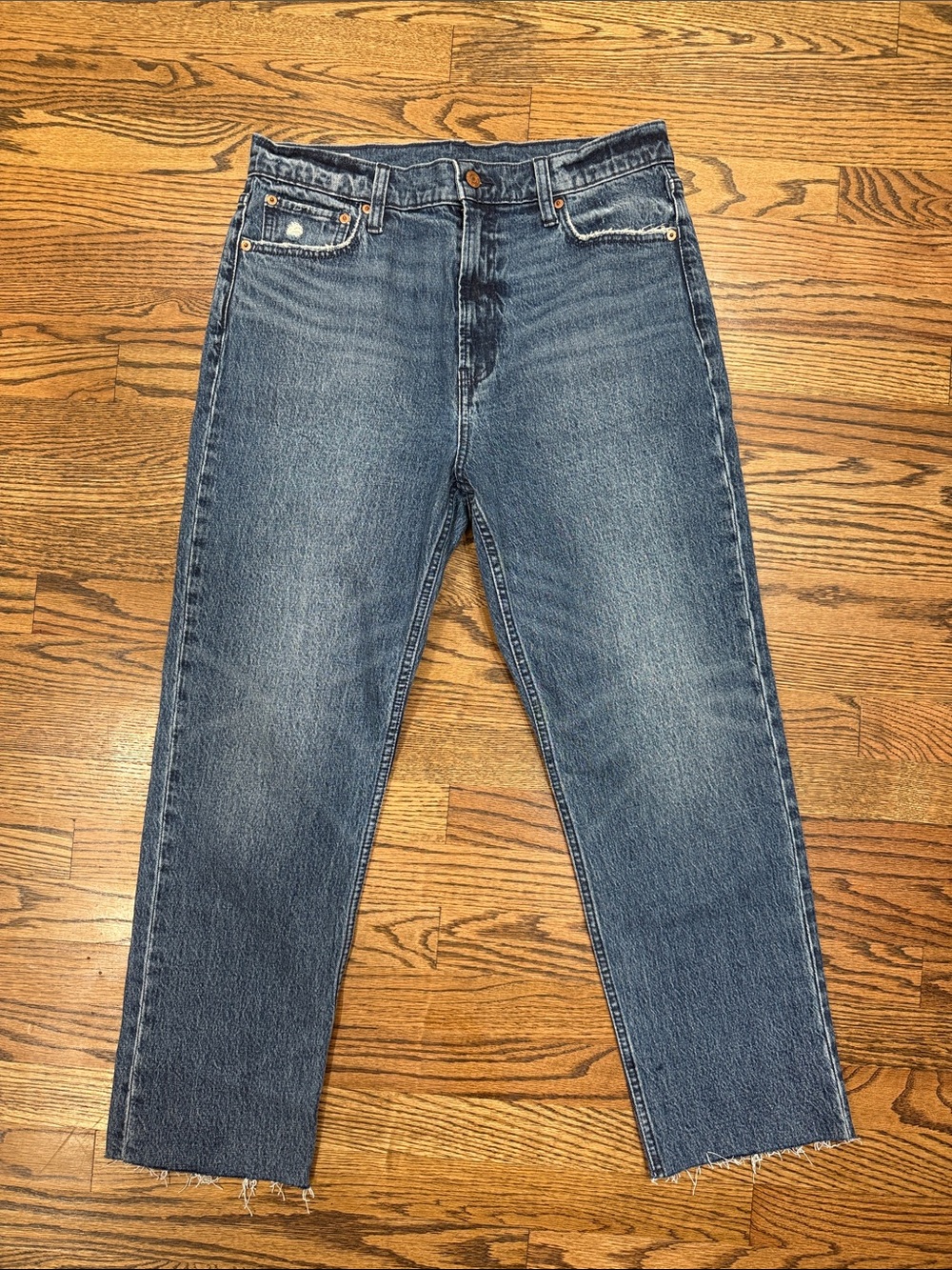 GAP Women’s Cheeky Straight Sky High Straight-Leg Washed Denim Jeans Size 31